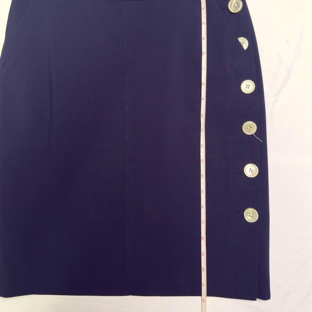 lauren ralph lauren navy blue pencil skirt with pearl toned buttons - Picture 3 of 8